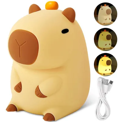 Produktbild von Silikonowa lampka nocna Capybara, dziecięca lampka Capybara, ściemnialna lampka do karmienia z 2 jasnościami, lampka nocna LED, prezent do sypialni w przedszkolu