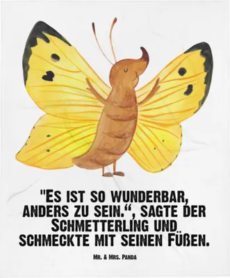 Produktbild von Mr. & Mrs. Panda Babydecke Schmetterling Zitronenfalter - Weiß - Geschenk, Motivation, Fleecedecke, Lustige Sprüche, Fakten, Schlummerdecke, Plaid, Kinderdecke, Fakt