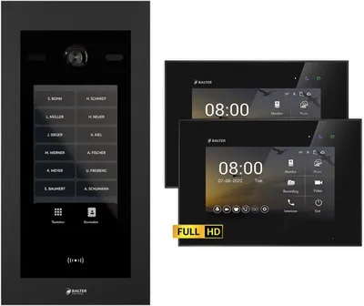 Produktbild von BALTER EVO HD Touch 7 Schwarz/Schwarz 2x7" Video Türsprechanlage Set bis zu 1000 Familienhaus