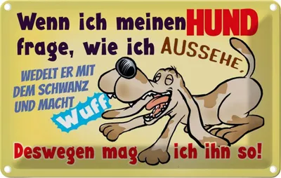 Produktbild von vianmo Blechschild 20x30 cm wenn ich meinen Hund frage Dekoration Spruch Zitat