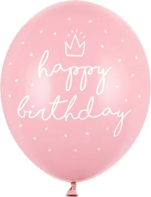 Zdjęcie produktu dla Balony Różowe urodzinowe, Happy Birthday 30cm, 6 szt.