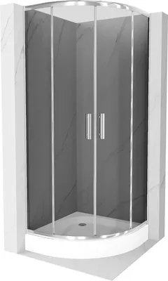 Immagine prodotto di Mexen Rio cabina doccia semicircolare 70 x 70 cm, grafite, cromo + piatto doccia Rio, bianco - 863-070-070-01-40-4710