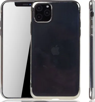 Immagine prodotto di Custodia protettiva in silicone trasparente per Apple iPhone 11 Pro Max, colore argento. È una cover posteriore in TPU