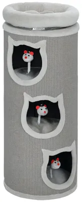 Image de Arbre à gratter pour chats, 96 cm de hauteur, 4 plateaux avec coussin lavable | Couleur : Gris | Dimensions : 38 x 38 x 96 cm