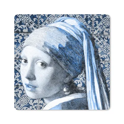 Produktbild von MuchoWow® Mauspad Mousepad Mädchen mit Perlenohrring - Johannes Vermeer - Delfter Blau 20x20 cm - Mousepads - Maus Mat - Pad - Mausunterlage - Desk Mat - Bureauartikeln