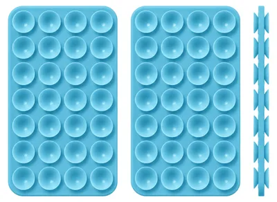 Produktbild von 2x Doppelseitige Silikon-Saugnapf-Handyhalterung für Spiegel & glatte Oberflächen – kompatibel mit iPhone, Samsung & Xiaomi – 2er-Set
