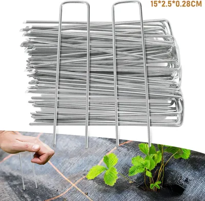 Produktbild von Jayseuw 200x Erdanker 15cmx2,5cm Ø 2,8mm, Zeltheringe, Heringe, Befestigungsanker für Gartenvlies Unkrautvlies, Verzinkter Stahl