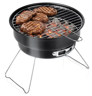 Obrázek produktu pro Vilde | Kulatý gril skládací - 28x26x22 cm - Gril na dřevěné uhlí s ventilací - Mini