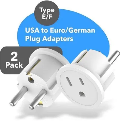 Productafbeelding van Reisadapter, 2 stuks, VS naar EU, wit