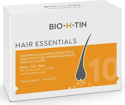 Zdjęcie produktu dla H-TIN Hair Essentials: wyselekcjonowana mieszanka składników odżywczych dla włosów z biotyną, cynkiem i selenem, 90 kapsułek