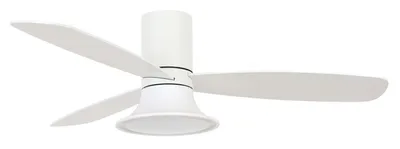 Image de Ventilateur de plafond à basse consommation avec éclairage LED et télécommande Flusso Blanc 132 cm