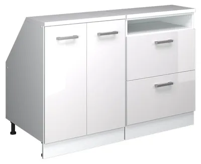 Obrázek produktu pro Sada skříní pro šikmou střechu Vicco Rion Bílá vysoký lesk 120 cm Sada 2 korpusů skříně hloubka 60 cm, Model 60333