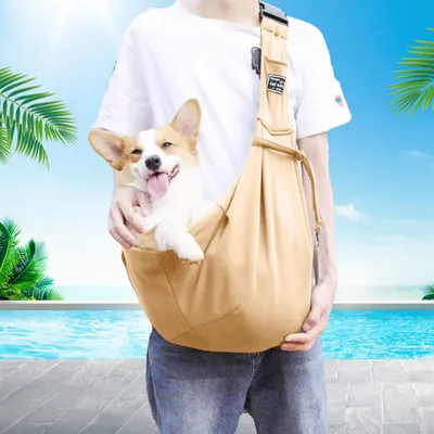 Obrázek produktu pro Pet štěně nosič taška kočky venkovní cestování pes Metro autobus rameno Crossbody taška bavlna Comfort jeden praku kabelka Tote Bag, barva, Khaki