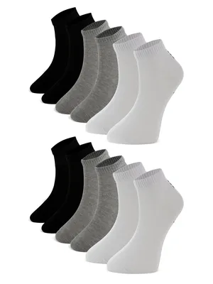 Produktbild von 12 Paar schwarze, weiße und graue Sportsocken (Standardgröße)