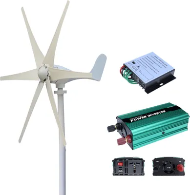 Produktbild von 300W Windregler S-förmiger 6-Blatt Windturbinen-Stromgenerator Wechselrichter Automatische Aufladung 12V Effiziente Energieumwandlung IP6-Schutz