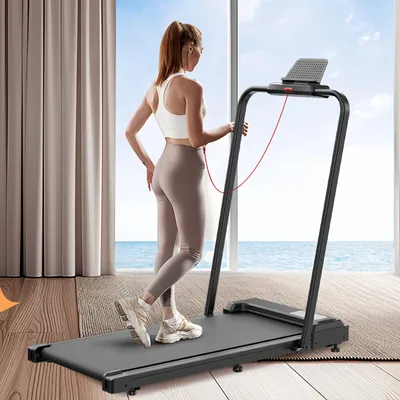 Obrázok produktu pre Sklopný bežeací pás 2 v 1 s LED displejom, diaľkovým ovládaním a zábradlie, s maximálnou nosnosťou 120 kg