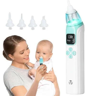 Produktbild von Nasensauger Baby Elektrisch, 3 Saugstufen, 3 Silikondüsen, 2-in-1 Nasensauger, Anti-Reflux, mit Kinderliedern, für Neugeborene & Kleinkinder