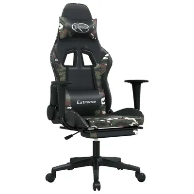 Produktbild von "im Sonderangebot"Gamingstuhl 150kg,Drehstuhl - Bürostuhl/Stuhl für Schminktisch - mit Massage Fußstütze Schwarz Tarnfarben Kunstleder - 67x58x(118-128)cm - Bürostühle DEMöbel302770