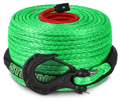 Imagen del producto de Cuerda sintética para cabrestante de 3/8" x 100 pies - Cable de cabrestante Dyneema con gancho