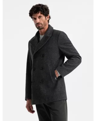 Obrázok produktu pre Ombre Clothing Pánsky vlnený kabát Darboe grafitová XL