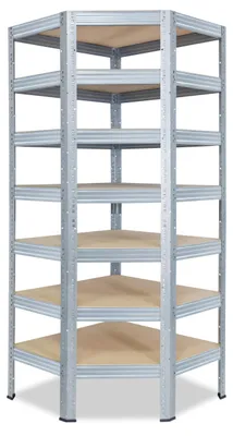 Obrázek produktu pro shelfplaza PRO 230x70x40cm Cornered Shelf v galvanizovaná provedení s 7 policemi a nosností 142 kg na polici