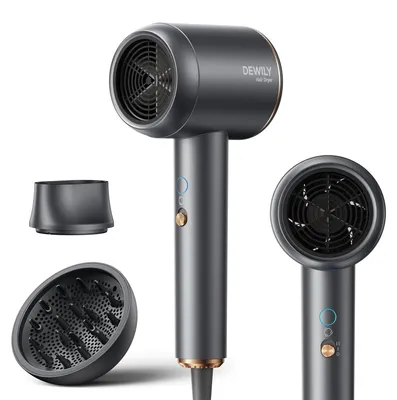 Produktbild von Haartrockner mit Diffusor 1800 W Schnelltrocknender professioneller Haartrockner für Zuhause 2 Geschwindigkeiten 4 Temperaturen leistungsstark tragbar Grau