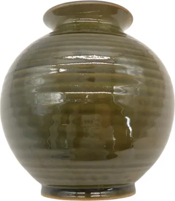 Produktbild von Vase Kugelvase aus Steinzeug, grün, wasserdicht, 14,5 cm hoch, 14,5 cm Durchmesser