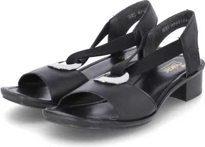 Produktbild von Rieker Damen Sandalen/ Sandaletten Schwarz Leder-Synthetik-Mix Größe: 36