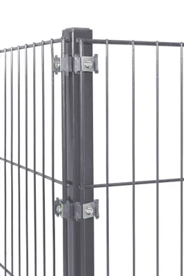 Produktbild von Eckpfosten 90 cm mit Montageplatte bzw. Fuß für Stab- u. Doppelstabmatte anthrazit (RAL 7016)