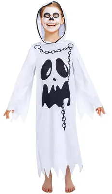 Image de Costume de fantôme pour enfants, déguisement de fantôme pour filles et garçons, costume de fantôme pour bébé et jeunes enfants, idéal pour Halloween. Costume de fantôme blanc avec capuche, disponible en plusieurs couleurs