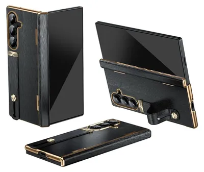 Immagine prodotto di Per Samsung Galaxy Z Fold7 5G Design Custodia protettiva in pelle con cinturino nero