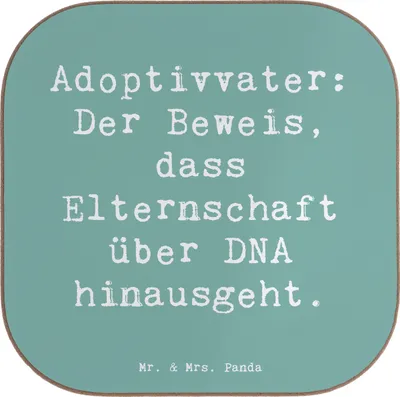 Produktbild von Mr. & Mrs. Panda Untersetzer für Gläser Spruch Adoptivvater Liebe - Meeresbrise - Geschenk, Getränkeuntersetzer, Familienstruktur, Bindung, Jubiläen, Tassen, Coaster