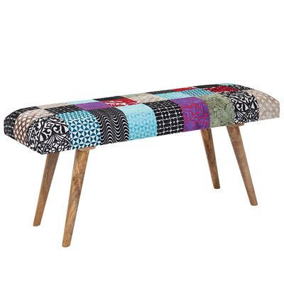 Zamatová / masívna lavica viacfarebná 117x51x38 cm lavička do postele patchwork | Wohnling