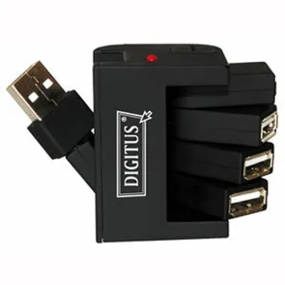 Produktbild von Digitus USB 2.0 Swivel Hub 4-Port, 480 Mbit/s, Schwarz