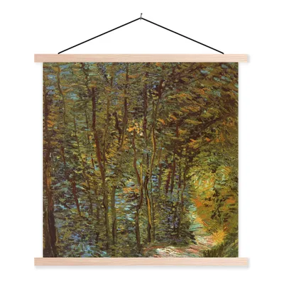 Produktbild von MuchoWow® Textilposter In den Wäldern - Vincent van Gogh 60x60 cm mit holzfarbenen Rahmen - Wanddekoration