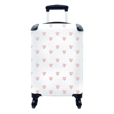 Produktbild von MuchoWow® Koffer Handgepäck Trolley Rollkoffer Kleine Reisekoffer mit 4 Rollen - Geschenk zum Valentinstag - Herz - Romantisch - Muster - Cabin Size < 55x40x23 cm & 55x40x20 cm - Fotokoffer - Kabinenkoffer - Boardgepäck - Reise-Box - Reisekoffer - Reisegepäck - Koffer mit Bild - Trolley für Kinder