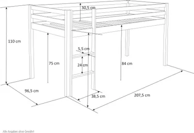 Image de Lits superposés mezzanine Échelle Pin Massif Rideau Rose 90x200