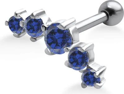Produktbild von Helix Ohrpiercing 925 Sterling Silber mit Zirkoniasteinen in verschiedenen Farben Verschlusskugel - 4 mm Farbe - Blau