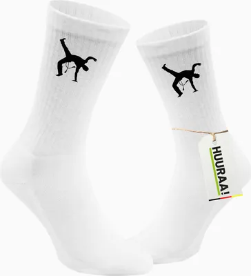 Produktbild von Huuraa Uni Socken Capoeira Silhouette 42/46 White Baumwolle Tennissocken Geschenkidee