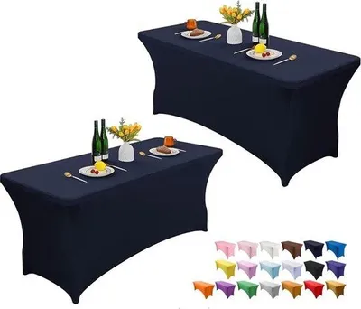 Produktbild von Famanu Stretch-Elasthan Tischdecke Waschbar und Faltenfrei - 2er Pack - Rechteckige Tischdecke - Festliche Anlässe