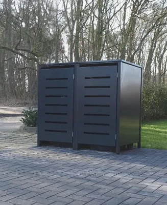 Produktbild von 2 Mülltonnenboxen Modell No.6 Anthrazit komplett RAL7016 für 120Liter Mülltonnen