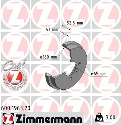 Produktbild von ZIMMERMANN 600.1963.20 - Bremstrommel für Lupo (6E1, 6X1)