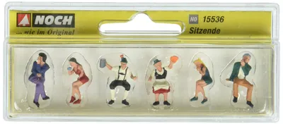 6 sitzende Menschenfiguren, H0, mehrfarbig, klein