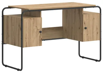 Zdjęcie produktu dla Biurko z miejscem do przechowywania, wykończenie imitujące drewno orzechowe, wymiary: 120 x 50,5 x 75,5 cm