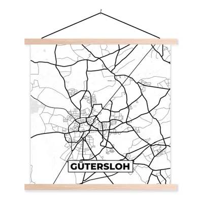Produktbild von MuchoWow® Textilposter Gütersloh - Karte - Stadtplan 40x40 cm mit holzfarbenen Rahmen - Posterleiste