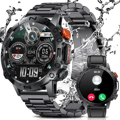Produktbild von Smartwatch Herren mit Telefonfunktion für Android iOS 1.43'' Amoled HD Outdoor Sportuhr Smartwatch mit 110 Sportmodi,Pulsmesser/Schlafmonitor,IP68