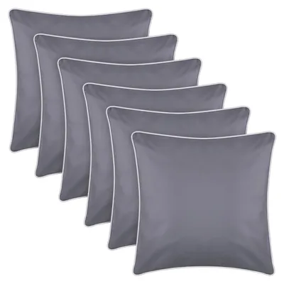 Imagen del producto de Cojines para exteriores, color gris oscuro, con borde blanco, paquete de 6 unidades