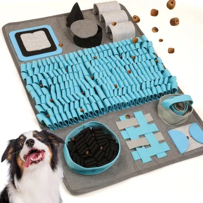 Produktbild von Schnüffelteppich für Hunde, Schnüffelmatte, Blau, 64.5 x 43 cm