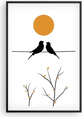 Produktbild von Gerahmtes Poster - Schwarzer Rahmen - Bild Vögel Sonne - 61x91,5 cm - Wand Bild - Wanddeko - Wandbilder - Kunstposter - Wandposter - Bilderrahmen - Bilder - Kunstdruck Wanddekoration - P2BPA61x91-4772