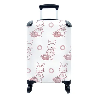 Produktbild von MuchoWow® Koffer Handgepäck Trolley Rollkoffer Kleine Reisekoffer mit 4 Rollen - Kaninchen - Muster - Tiere - Cartoon - Cabin Size < 55x40x23 cm & 55x40x20 cm - Fotokoffer - Kabinenkoffer - Boardgepäck - Reise-Box - Reisekoffer - Reisegepäck - Koffer mit Bild - Trolley für Kinder